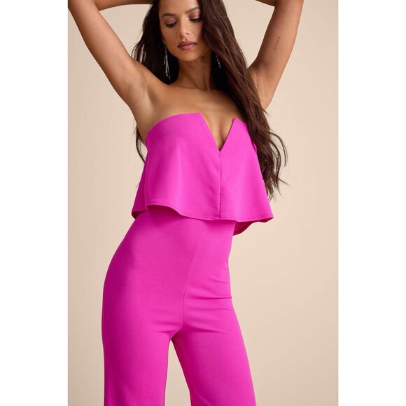Lulus Power of Love Jumpsuit Women's XS Magenta Strapless NWOT - Picture 6 of 14